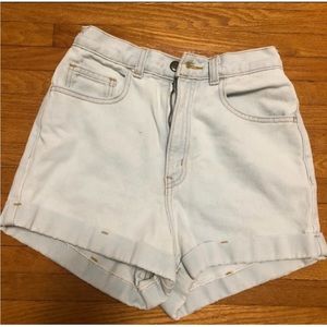 American Apparel light wash high waisted denim shorts